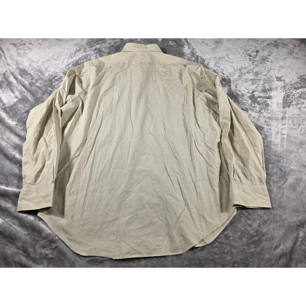 Polo Ralph Lauren Andrew Mens 16.5 34/35 Button Up Dress Shirt Beige Micro Check